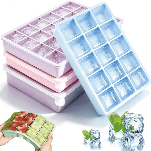 Giphtpoeet 4 Pack 78 Cubes Silicone Ice Cube Trays with Lid BPA Free Ice Molds for Freezer, Whiskey, Baby Food
