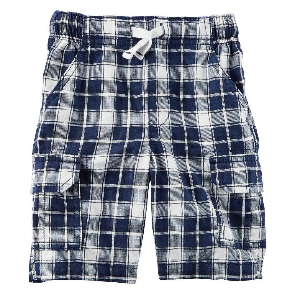 Carter's Carters Baby Boys Plaid Cargo Shorts Navy