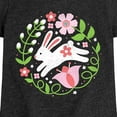 thumbnail image 3 of Instant Message - Scandinavian Bunny With Flowers Fitted Short Sleeve Graphic T-Shirt, 3 of 6