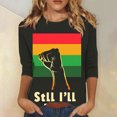 thumbnail image 2 of Penkiiy Black History Month Shirts for Women African American Pride Celebration Blouse T-shirt 3/4 Sleeve Crewneck Tops M Multicolor, 2 of 5