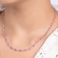 thumbnail image 3 of Pink sapphire rose cut bezel set flats tennis necklace gold plated, Pink sapphire uneven cut tennis necklace | Rainbow necklace, 3 of 3