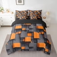 thumbnail image 3 of Homewish Chic Orange Square Bedding Comforter Set 7pcs for Adult, Futuristic Abstract Ombre King Bedding Sets, Modern Fashion Reversible Bed Sheets, Lightweight Room Decor, 3 of 8