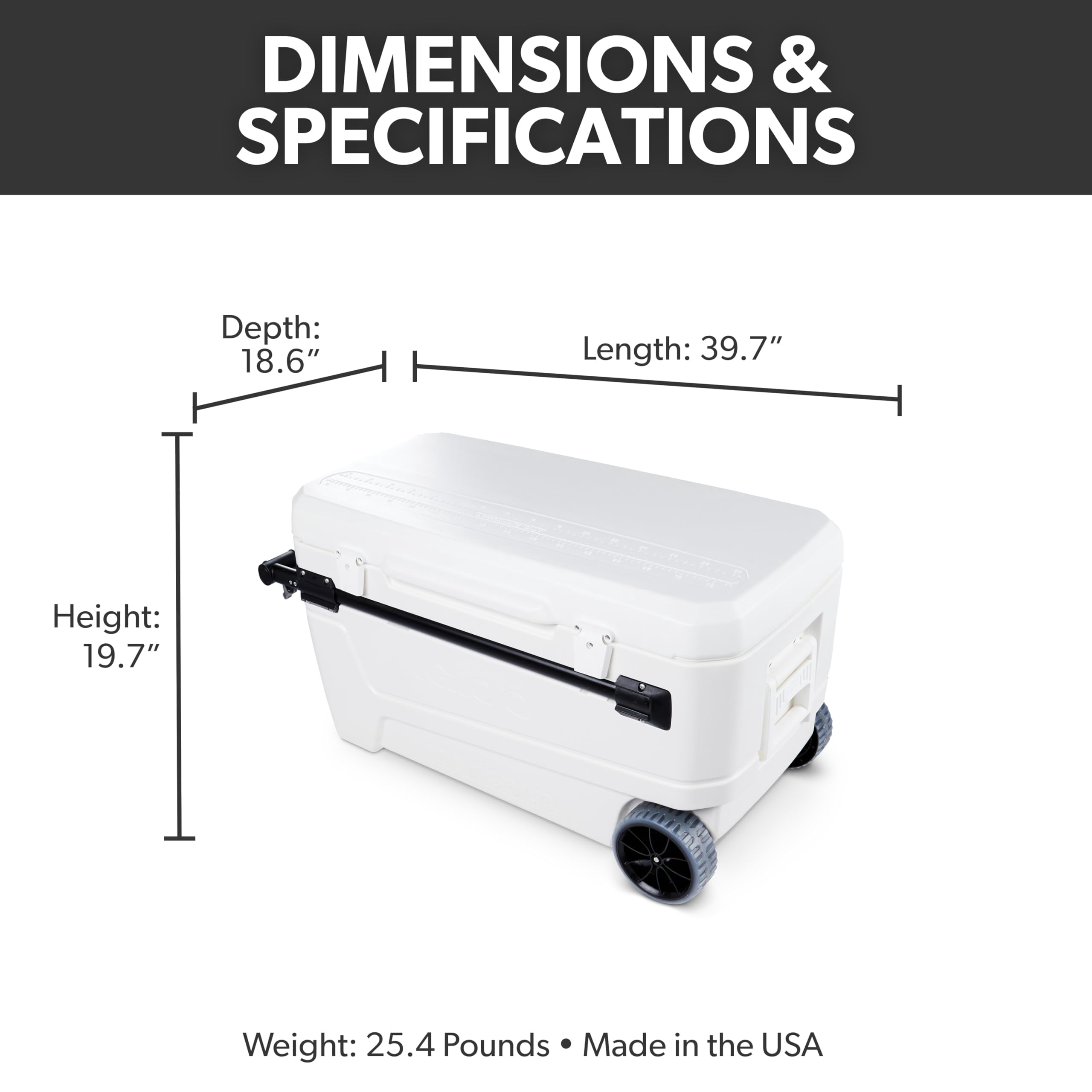 Maxcold Glide 110qt Wheeled Cooler | Insulated Hard Shell Ice Chest
