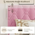 thumbnail image 3 of KING Bed Frame with Upholstered Headboard and Wooden Slats Support, Heavy-Duty Platform Bed Frame with Adjustable Headboard, No Box Spring Needed, Easy Assembly, Noise Free Pink, 3 of 8