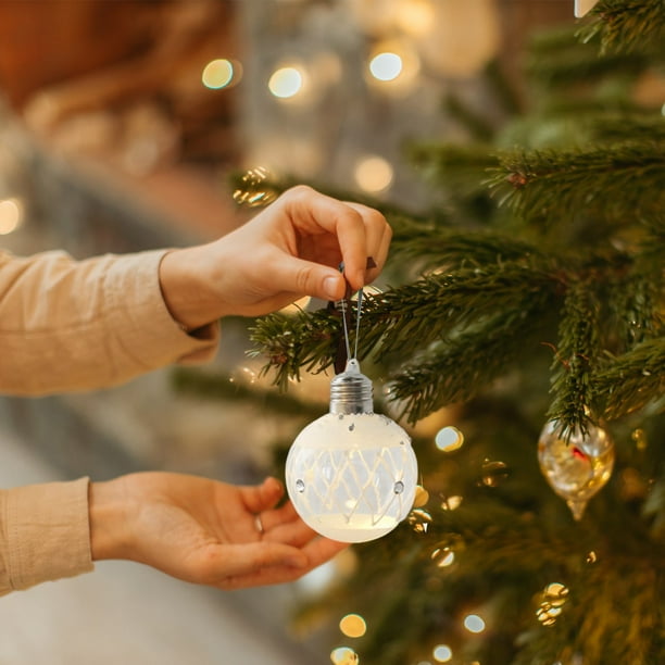 Adornos navideños, regalos navideños, adornos navideños, bolas de Navidad iluminadas, adornos navideños, adornos de plástico colgantes, bolas de bombillas brillantes para decoración de fiestas navideñ