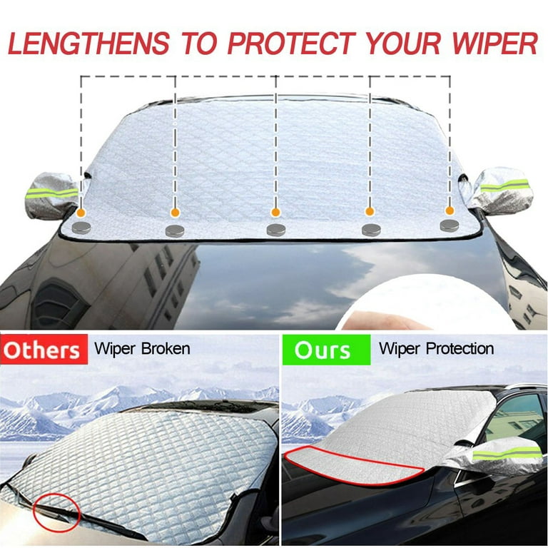 iClover Front+Rear Car Snow Cover Windshield with Magnetic Edge