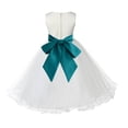 thumbnail image 3 of Ekidsbridal Satin Ivory Oasis Tulle Rattail Edge Flower Girl Dresses for Communion Baptism Christening Gown Wedding Pageant 829S 12, 3 of 3