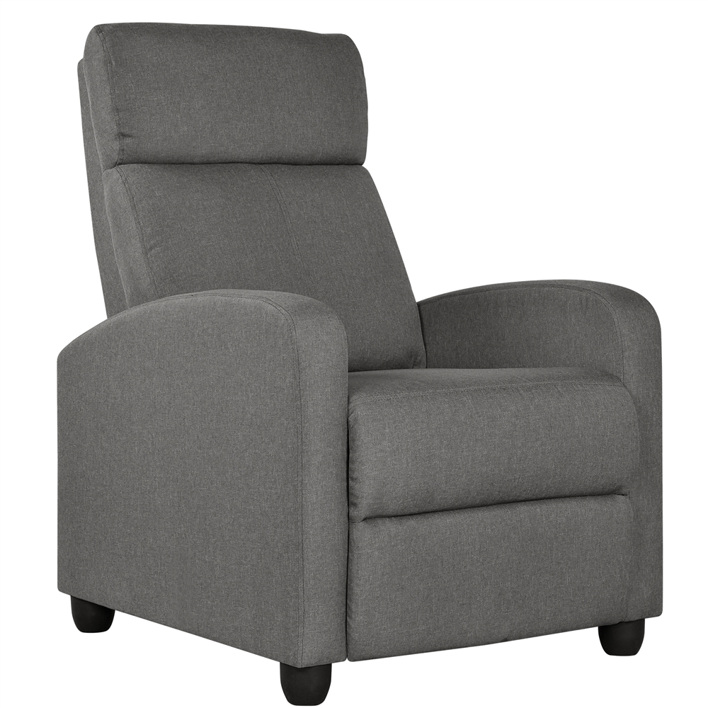 Renwick Fabric Push Back Theater Recliner, Gray