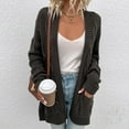 thumbnail image 5 of symoid Women's Cardigans- Long Sleeve Cardigan Casual Solid Knit Autumn Sweater Jacket Tops Dark Gray XL, 5 of 7