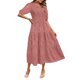thumbnail image 1 of Lucakuins - Vestido midi de verano para mujer, línea A, manga corta, cuello redondo, cintura alta, vestido floral de encaje Lucakuins moda, 1 of 4