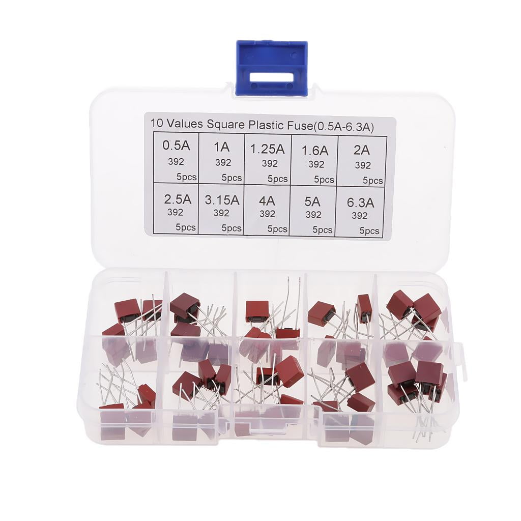50 Pieces 0.5Amp to 6. 250V 392 Style Square Plastic Fuses for LCD TV Power Board