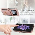 thumbnail image 5 of for Samsung Galaxy Z Flip 7 Wallet Case Crossbody, PU Leather Zipper Handbag Purse Flip Cover, Back Card Slots, Adjustable Shoulder Strap, Finger Ring Stand for Samsung Galaxy Z Flip 7, Rosegold, 5 of 8