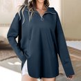thumbnail image 2 of Oversize Hoodies for Women Pullover Fashion Casual Circle Zipper Pocket Long Sleeved Hooded Sweatshirt, 2 of 8