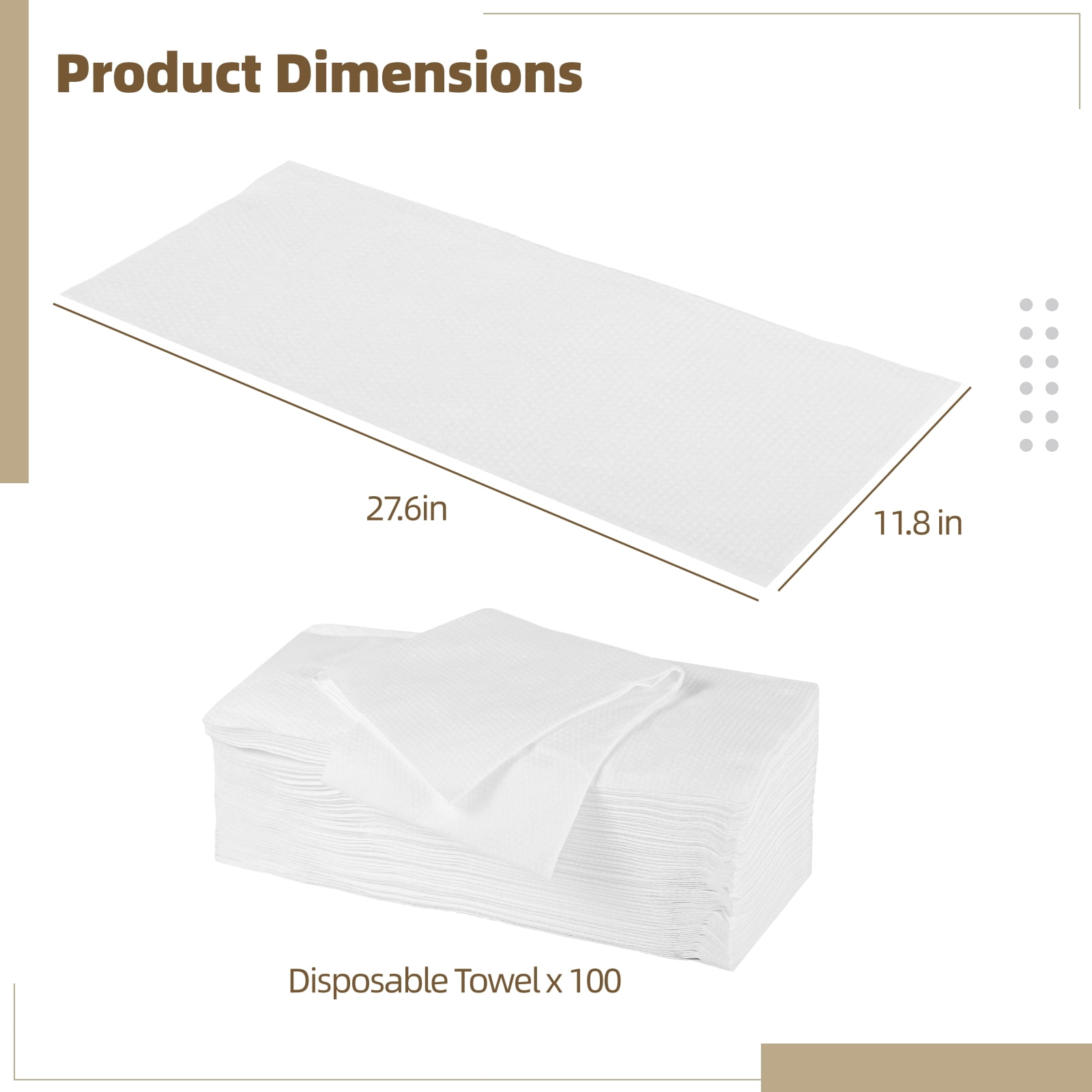 100 Pack Disposable Bath Towels – 27.6" x 11.8" Non-Woven Fabric, Highly Absorbent, Thickened, Ideal for Salons, Spa, Gym, Travel & Personal Hygiene