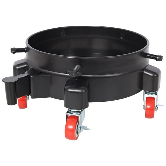 11 1/4 Inch Black Bucket Dolly with 5 Heavy-Duty Rolling Casters for Car Wash System Efficient Maneuvering
