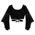 thumbnail image 6 of ZALDITA Women's 3/4 Tulle Flared Sleeve Wrap Tie Top Blouse Belly Dance Bolero Shrugs Cardigan Black One Size, 6 of 7