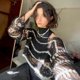 thumbnail image 4 of Women Sexy Hollow Out Long Sleeve T-Shirts Harajuku Striped Knit Mesh Persective for Sun for Protection Sweater Crop Top L, 4 of 4