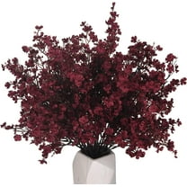 15PCS Artificial Baby Breath Flowers Fake Silk Real Touch DIY Floral Bouquets Decor Wedding Party Decoration Arrangements-Burgundy