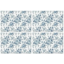 Pioneer Flower Floral Print Pattern Summer Placemats Table Placemats Set Of 4-Linen Kitchen Washable Placemats Table Mats 12x18 Inch Non-Slip Heat Resistant