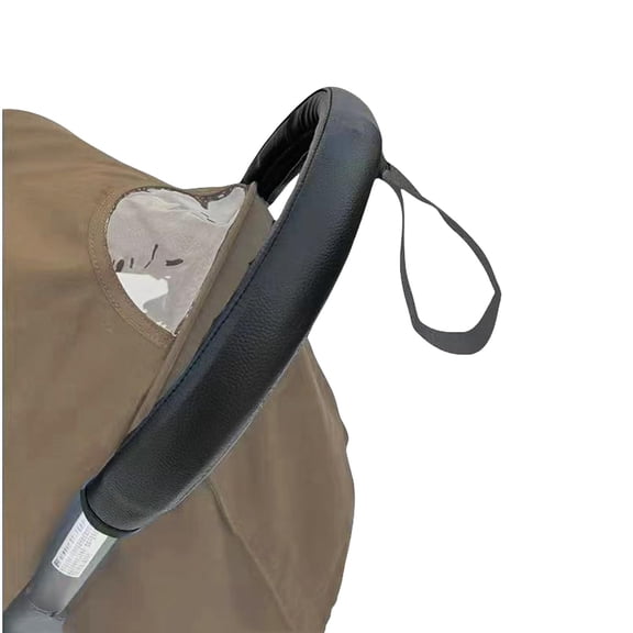 Leather Handle Sleeve Cover Compatible ,Stroller Accessories,PU Sleeve Protect Case for Armrest Bumper (Black)