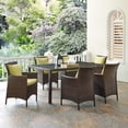thumbnail image 2 of Modway Conduit 7 Piece Outdoor Patio Wicker Rattan Dining Set in Brown Peridot, 2 of 7