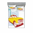 thumbnail image 2 of Ambesonne Vintage Fitted Sheet & Pillow Sham Set, Old Car Grunge Art, Twin, Yellow Turquoise, 2 of 3