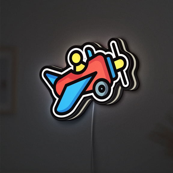 Toy Plane 3D Novelty Light Box, Whimsical Transportation Decor for Kids' Rooms and Nurseries (Height 12 inch, 30cm)