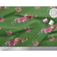 thumbnail image 3 of Soimoi Green Velvet Fabric Leaves & Ranunculus Floral Fabric Prints By Yard 58 Inch Wide, 3 of 3