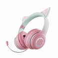 thumbnail image 5 of Ear Glowing Cat Ear Headphones Foldable Over Ear Gaming Headset With Colorful Lights Wireless Earphone With Detachable Microphone 3.5mm Wired Music Headphone Foldable Adjustable, 5 of 6