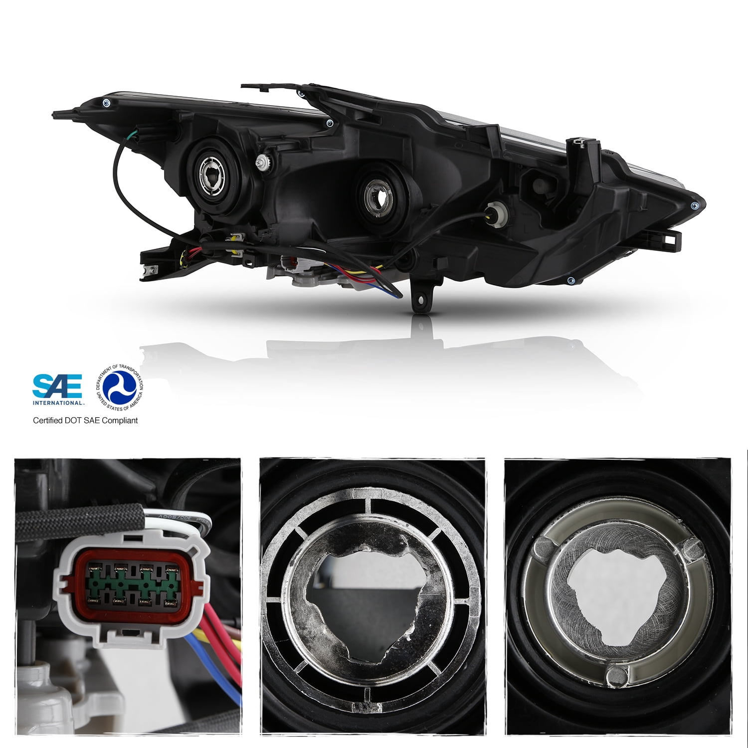AKKON - Fits 2016-2018 Maxima S | SL | SV [Halogen Type] DRL LED Running Turn Signal Chrome Headlights Pair Driver + Passenger