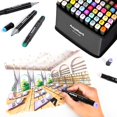 thumbnail image 2 of AnyMark Alcohol Markers, 100 Colors Alcohol Markers Set, Dual Tips Alcohol-Based Art Markers for Adult Drawing Coloring Sketch, Chisel & Fine Tips, B, 2 of 6