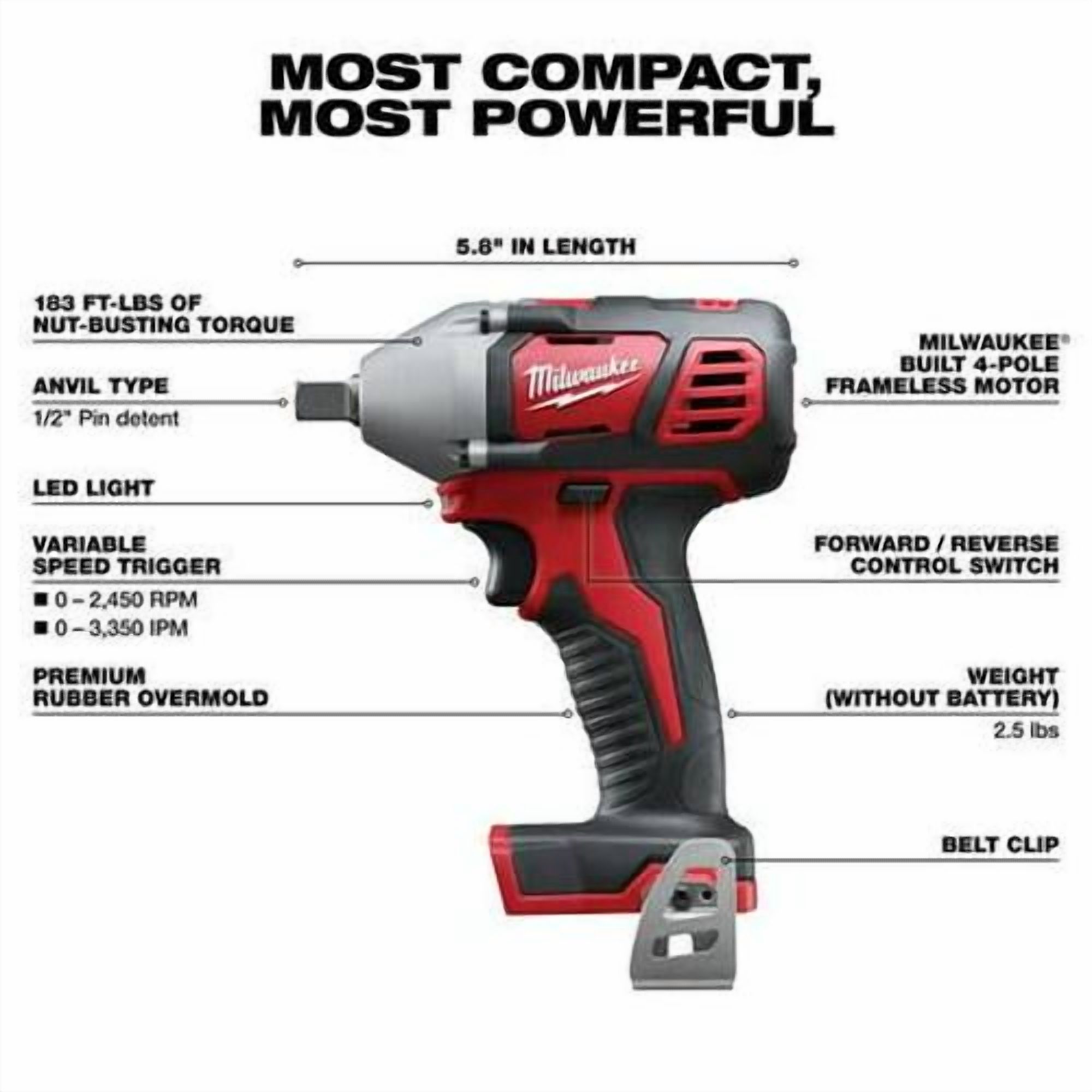 Milwaukee Tool M18 1/2  Impact Wrench w/Pin Detent