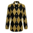 thumbnail image 4 of Black And Gold Harlequin Long Sleeve Blouse Woman Streetwear Casual Shirts Summer Oversize Woman Streetwear Clothing Birthday Present, 4 of 7
