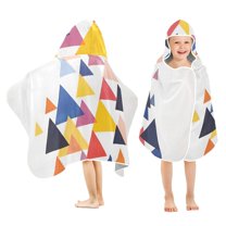 Yayeee Kids Hooded Towels Toddler Soft Absorbent Beach Bathing Wrap 50" x 23.5", White Abstract Triangles