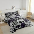 thumbnail image 4 of Erosebridal Plaid Bear Deer Comforter Set Rustic Cabin Bedding Set King Size Country Hunting Wildlife Bedding Comforter Sets Adults Women Woodland Animal Quilt Set Purple Black Grey, 4 of 6