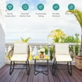 thumbnail image 4 of Costway 3PCS Patio Rattan Bistro Set All-Weather Cushioned Chair Table White, 4 of 10