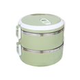 thumbnail image 2 of SDNall 1400ml 2 Layer Round Food Lunch Box Stainless Steel Lunch Box Lunch Box Food Storage Box Childrens Lunch Box Hot Food, 2 of 8