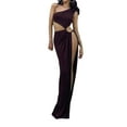 thumbnail image 1 of VISgogo Vestido Largo para Mujer, Hombro Oblicuo Hueco hacia Fuera Color Sólido Vestido de Una Pieza con División Alta VISgogo moda, 1 of 6