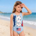 thumbnail image 2 of Grblisyd 4th of July Girls Swimsuits Size 10-12 White, and Blue One Piece Swimwear Athletic Crew Neck Bathing Suit, 2 of 6