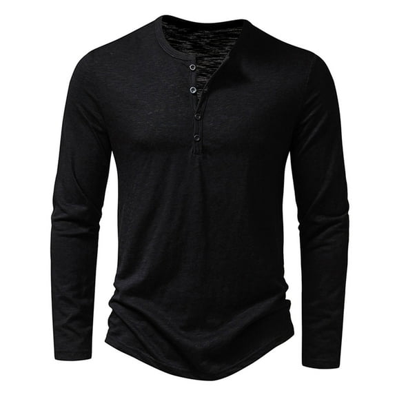 DDAPJ pyju Classic Henley Shirt for Men Clearance Sales,Long Sleeve Cotton Jerseys Tee Lightweight Work Shirts Button Placket Daily Wear