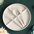 thumbnail image 4 of Feltree Dividing Dividing Tableware Set Three Dividing Dessert Breakfast with Spoon Fork Chopsticks, 4 of 6