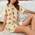 thumbnail image 4 of Fotbe Strawberries Print Pajama Set for Women 2 Piece Loungewear Short Sleeve Tops and Shorts Set Soft Sleepwear-Medium, 4 of 7