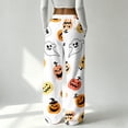 thumbnail image 3 of Trgacdwlo Halloween Fleece Pajama Pants Women Cat Pumpkin Print Flannel Wide Leg Lounge Pants Women Festival Fall Winter Warm Pajama Pants Fuzzy, 3 of 5