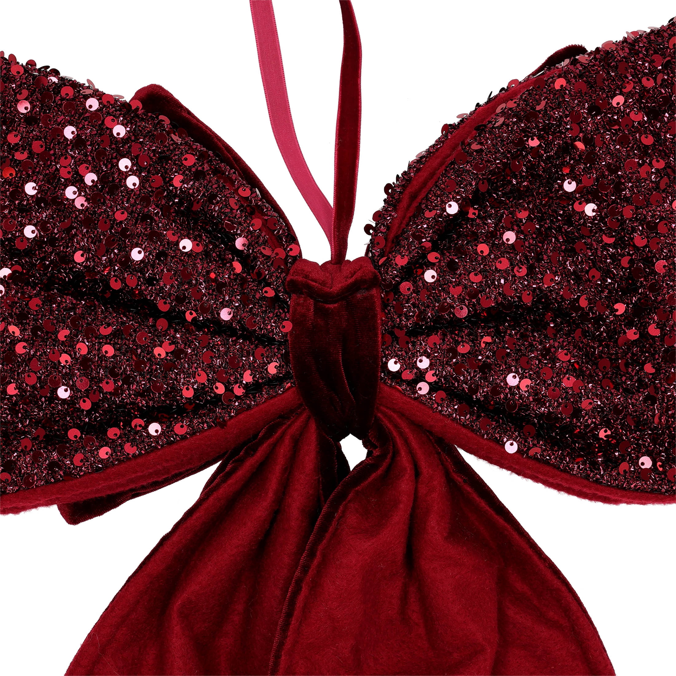 Red Velvet and Sequin Decorative Christmas Bow, 21", by Holiday Time