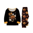 thumbnail image 4 of Halloween Family Pajamas Matching Sets Party Soft Two Piece Sets Sleepwear Nightwear Long Sleeve Funny Novelty Pumpkin Ghost Bow Trendy Family Holiday Loungewear Kids 9-10 Years, 4 of 4