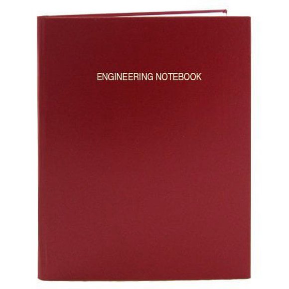 BookFactory Carnet d'Ingénierie Rouge - 96 Pages (Format de Grille d'Ingénierie 25 Pieds') 8 7/8 Pieds' x 11 1/4 Pieds' Carnet de Laboratoire d'Ingénierie Couverture Rouge Section à Relier (EPRIL-096-LGS-A-LRT4)