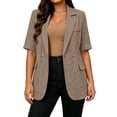 thumbnail image 5 of GERsome Blazers for Women Short Sleeve Lapel Open Front Business Casual Suit Jacket Work Blazer Khaki L, 5 of 7