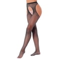 thumbnail image 3 of Sholeno Collants Transparents Extensibles Sans Entrejambe pour Femmes, Taille Mi-Haute en Résille, Rose Taille Unique, 3 of 3