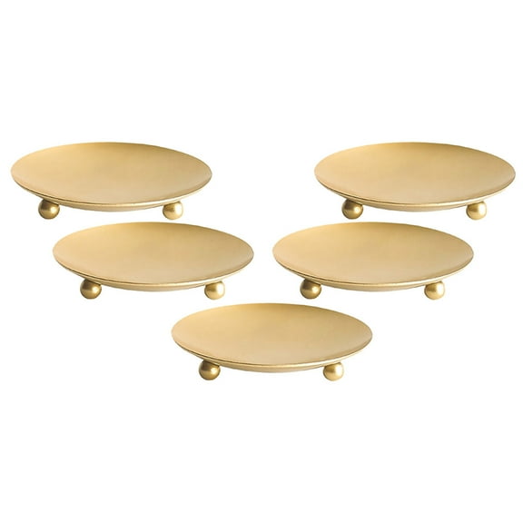 GOOHOCHY  5 Pcs Pillar Candle Plates Iron Holder Decorative