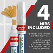 Tile Grout Pen White PECTRO Pack x 2 Grout Whitener with 4 Extra Nibs - Grout paint pen - Restore and Renew Grout Lines in Bathrooms & Kitchens - Waterproof Grout Reviver - Tile Grout Repair